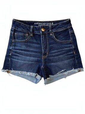 AMERICAN EAGLE Hi-Rise Shortie Super Stretch Rolled Hem Jean Shorts - Size 6